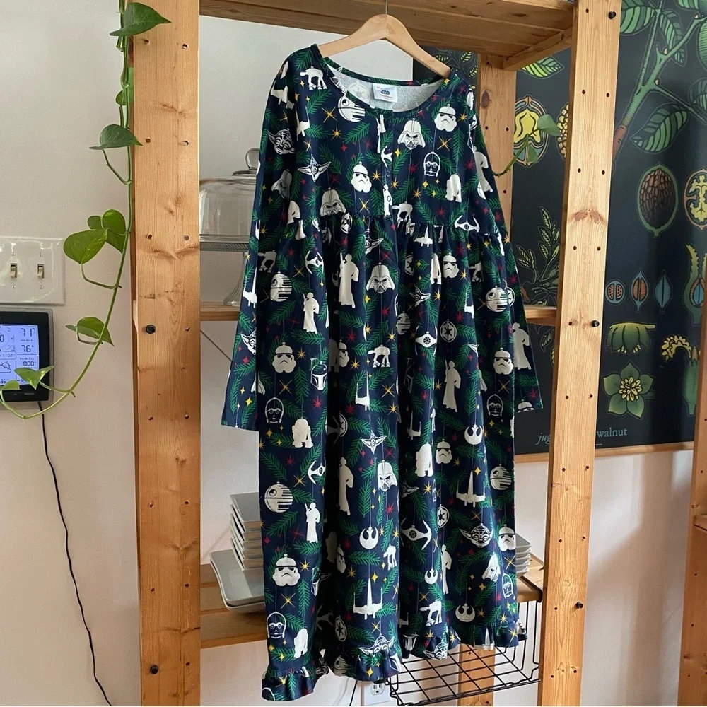 Hanna Andersson Star Wars Christmas Flannel Pajama Nightgown Dress 14